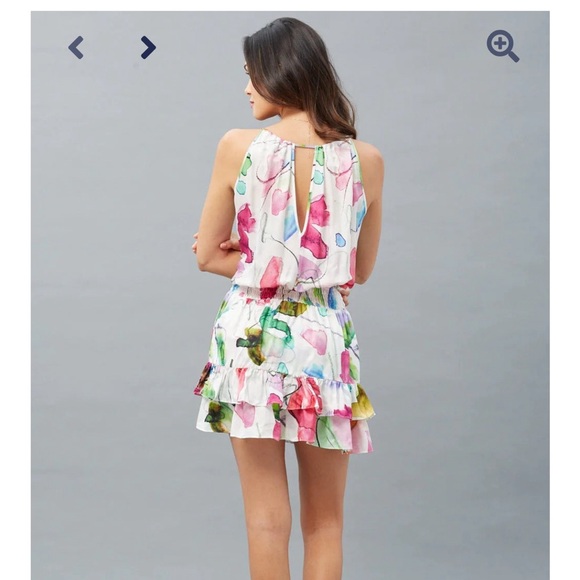 Lola & Sophie New York Floral Halter Mini Dress Size Medium - Picture 2 of 10